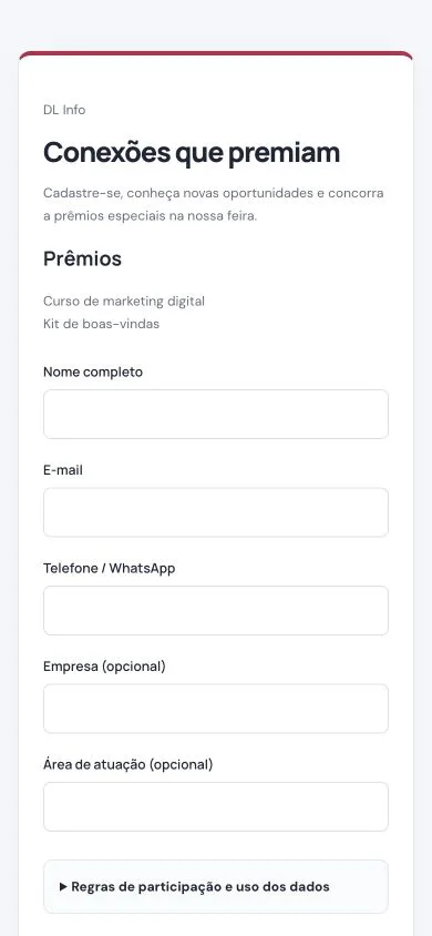 Eventiva Learn: página pública de inscrição no celular